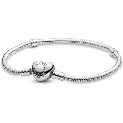 Pandora Moments Heart Clasp Snake Chain Bracelet -sterling Silver Charm Bracelet