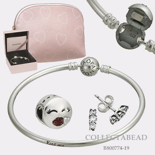 Pandora Silver Kiss Me Bangle Gift Set with Cosmetic Bag B800774-19