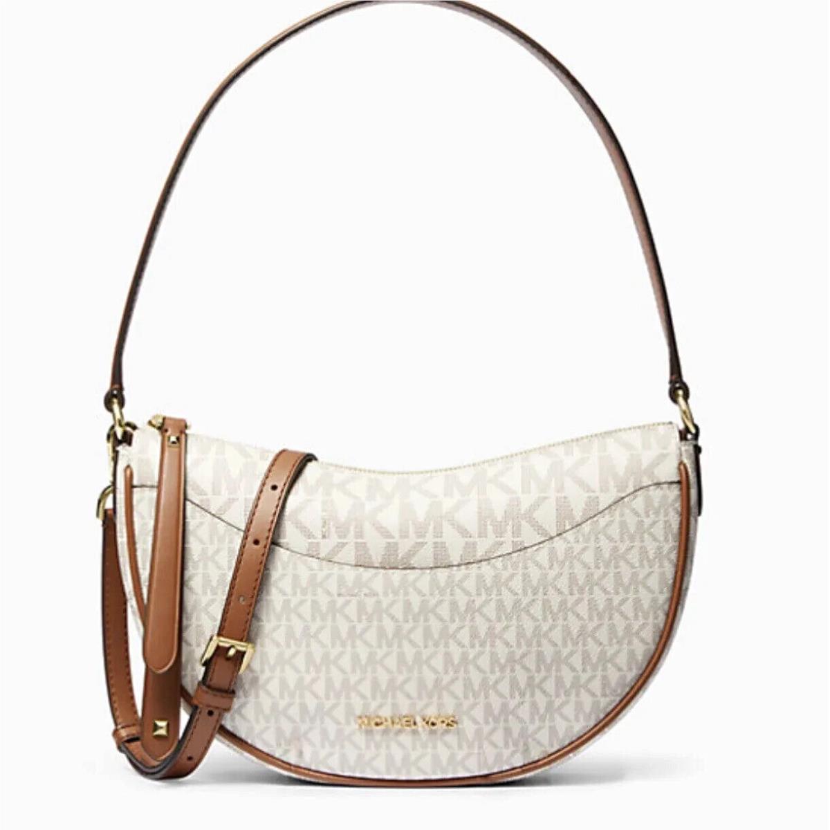 Michael Kors Dover Medium Signature Logo Crossbody Shoulder Bag Vanilla