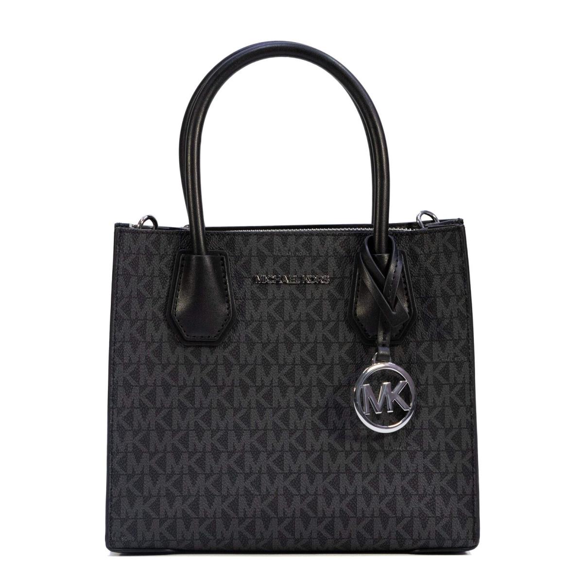 Michael Kors Mercer Medium Signature Messenger Satchel Bag - Black - Black