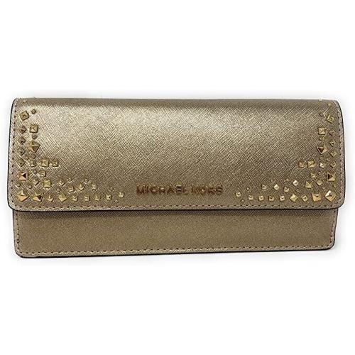 Michael Kors Women`s Giftables Stud Leather Flat Wallet Pale Gold