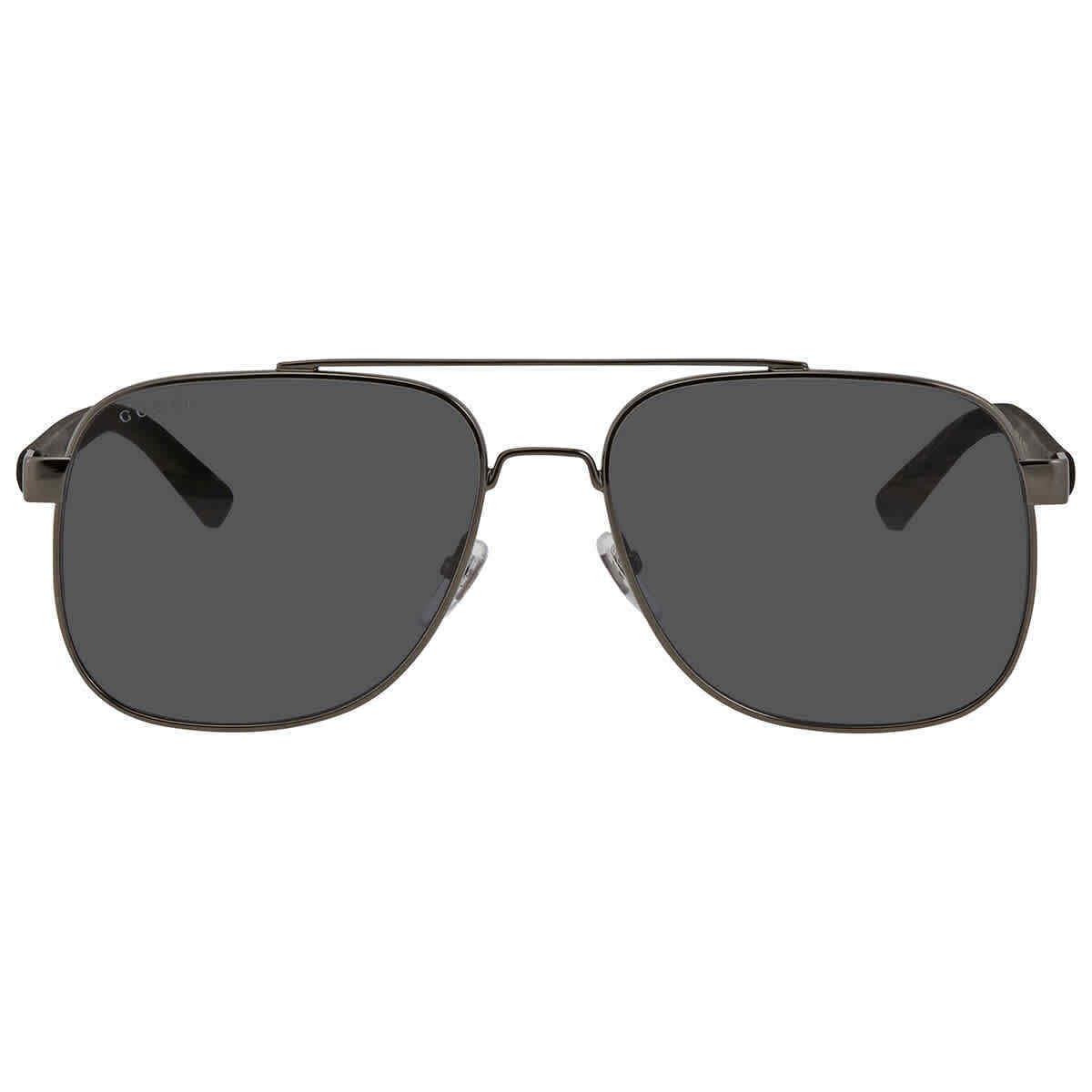 Gucci Grey Pilot Men`s Sunglasses GG0422S 001 60 GG0422S 001 60 - Frame: Grey, Lens: Grey