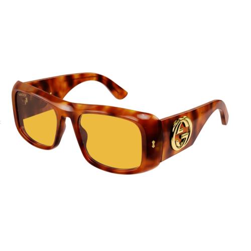 Gucci GG1251S 002 Yellow/havana Rectangle Men`s Sunglasses