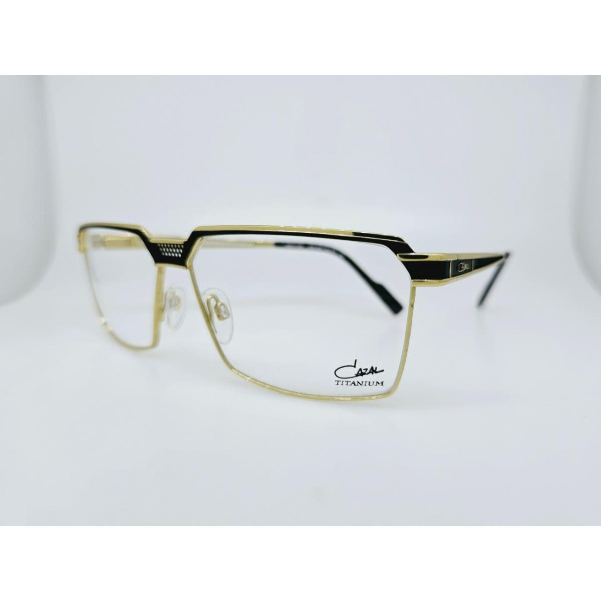 Cazal Prescription 7105 001 61MM Matte Black Gold Frame with Clear Demo Lenses