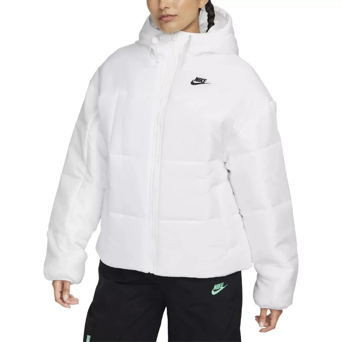 Women`s Nike Sportswear Classic White Sweater Puffer Jacket FB7672-100 Size S