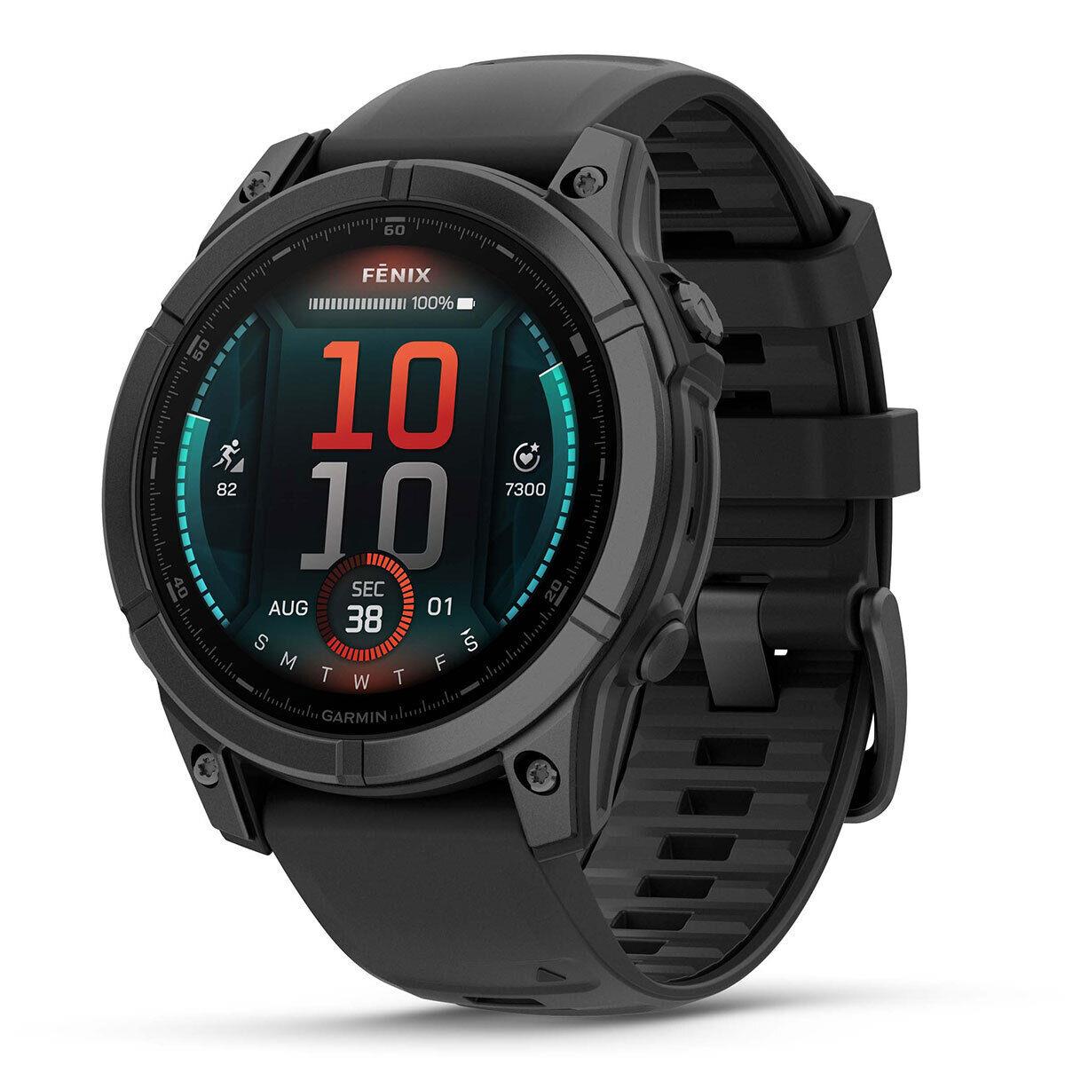 Garmin Fenix E Multisport Gps Smartwatch 16-Day Battery 1.3 Amoled Display Slate Gray Steel with Black Silicone Band