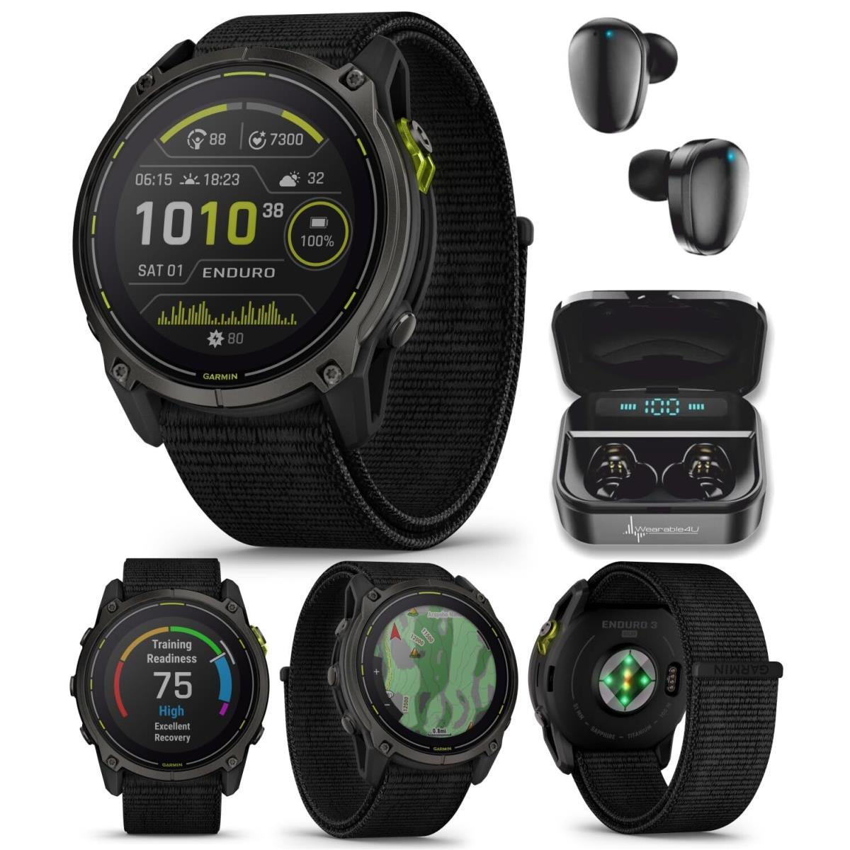 Garmin Enduro 3 Solar 51 mm Ultraperformance Gps Smartwatch with Bundle +Black EarBuds