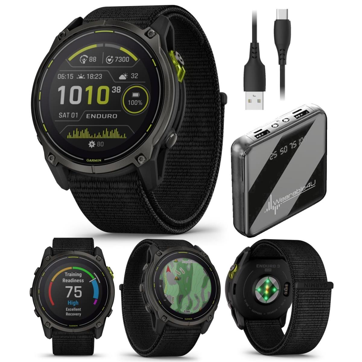 Garmin Enduro 3 Solar 51 mm Ultraperformance Gps Smartwatch with Bundle +Power Bank