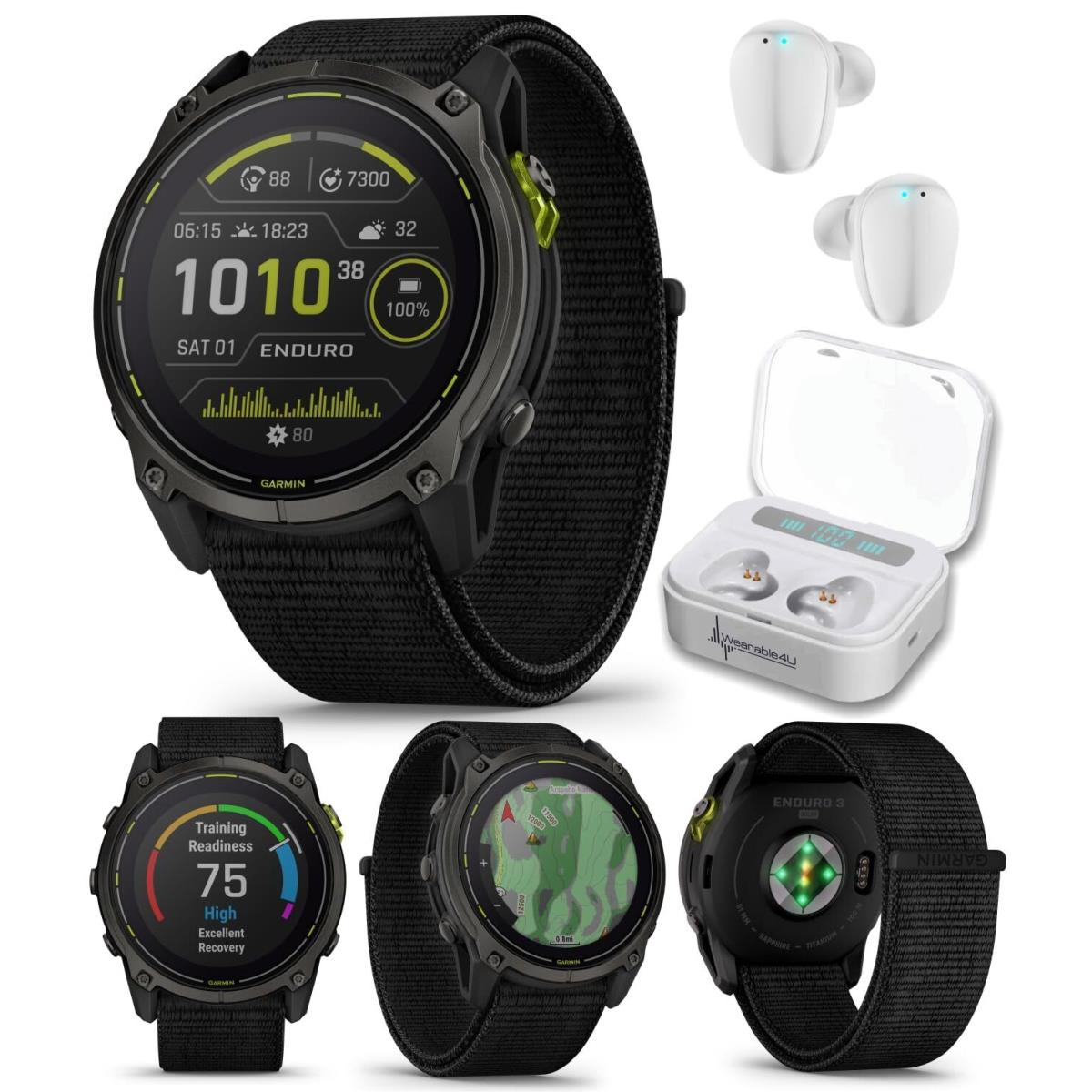 Garmin Enduro 3 Solar 51 mm Ultraperformance Gps Smartwatch with Bundle +White EarBuds