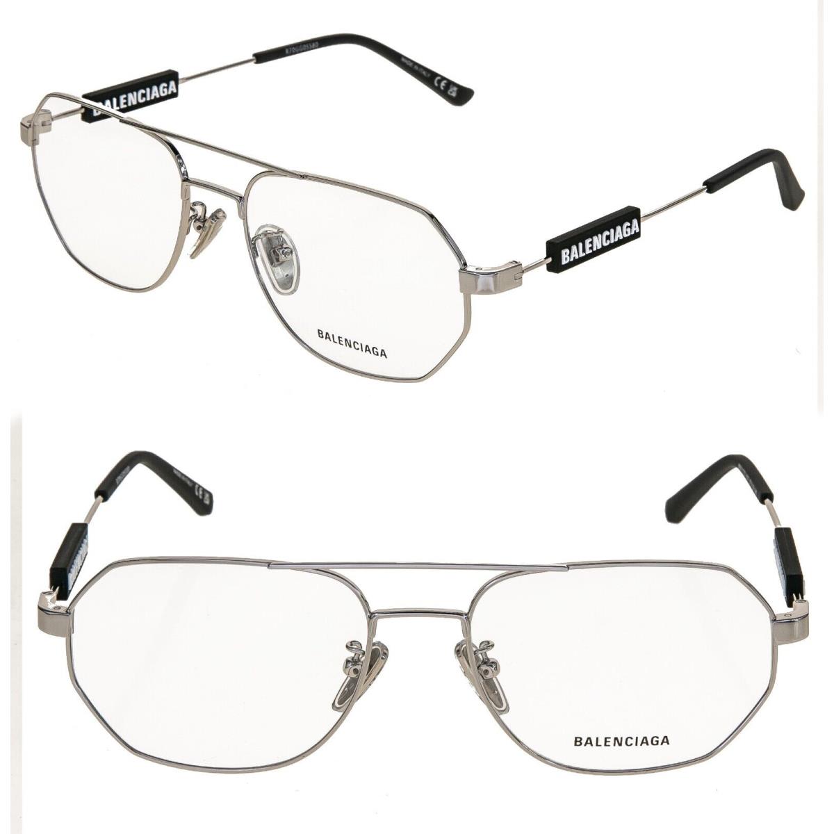 Balenciaga Tag 0117 Silver Black Unisex Eyeglass 57mm GG0117O Optical Frame 002