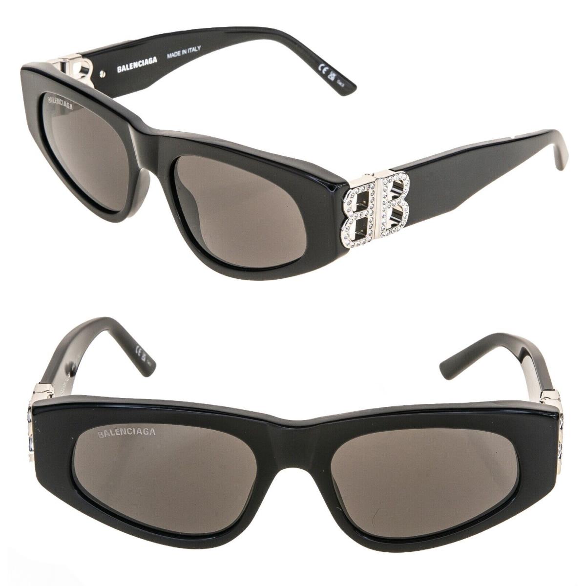 Balenciaga Dynasty 0095 Black 018 Crystal BB Logo Narrow Cat Sunglasses BB0095S