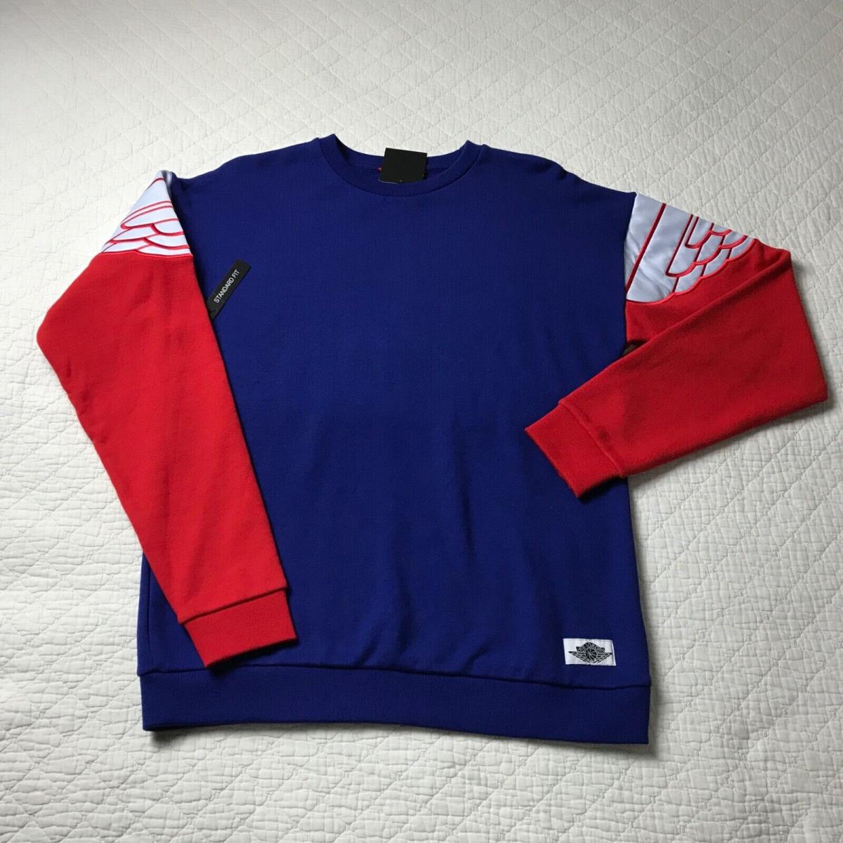 Nike Air Jordan Wings Classic Crew Pullover Men s SZ L Blue/red A00426-455