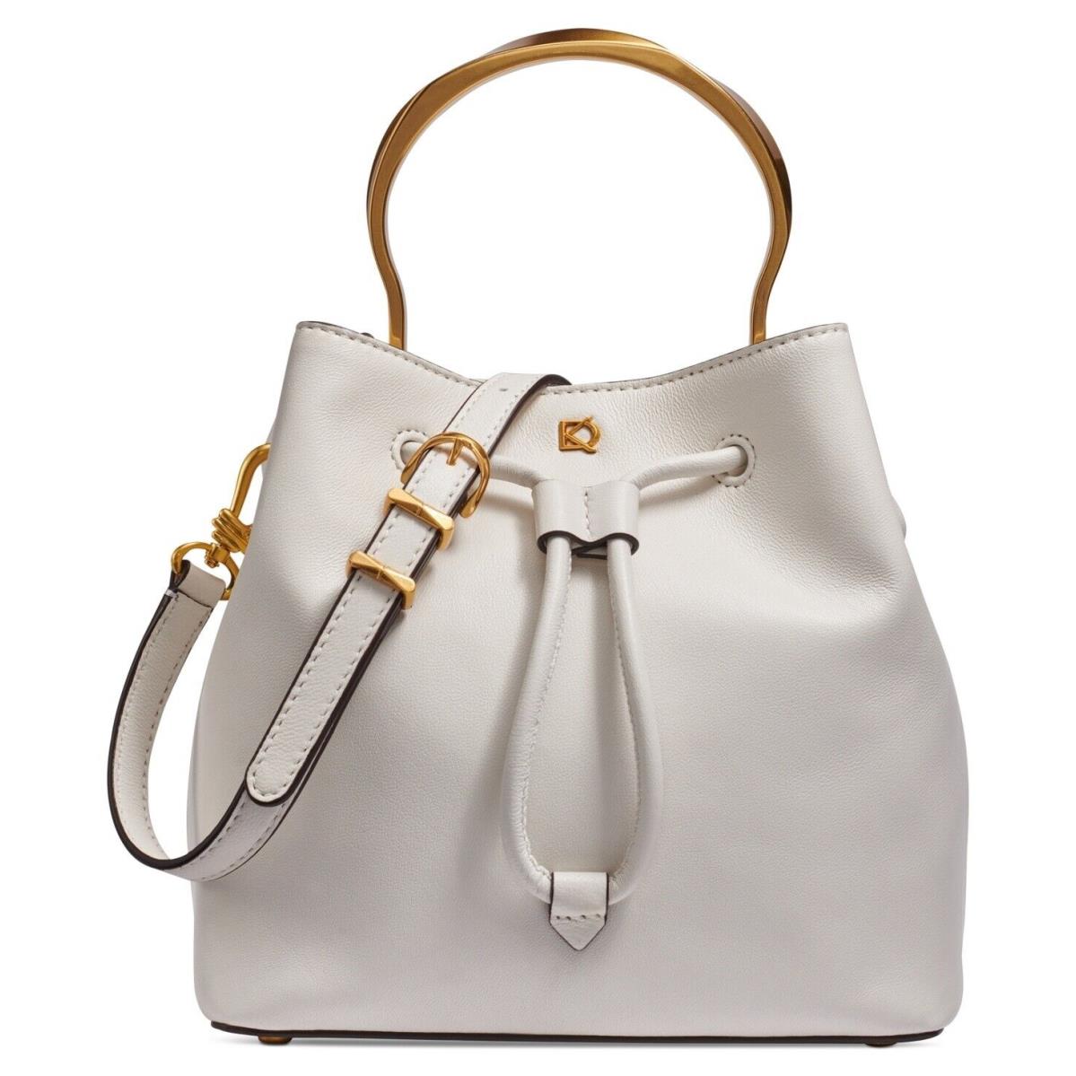 Donna Karan Lawrence Top Handle Crossbody Bucket Bag Brilliant White Gold