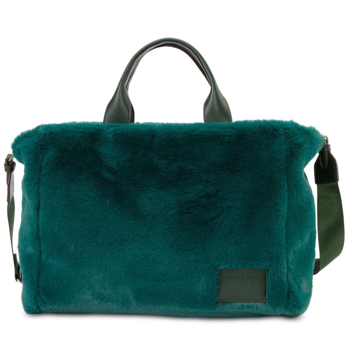 Dkny Hadlee Fur Tote Shoulder Bag Green Gold