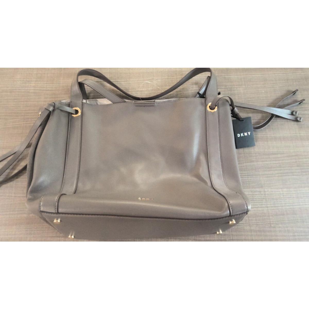 Dkny Large Lopez Shoulder Leather Grey Handbag Purse