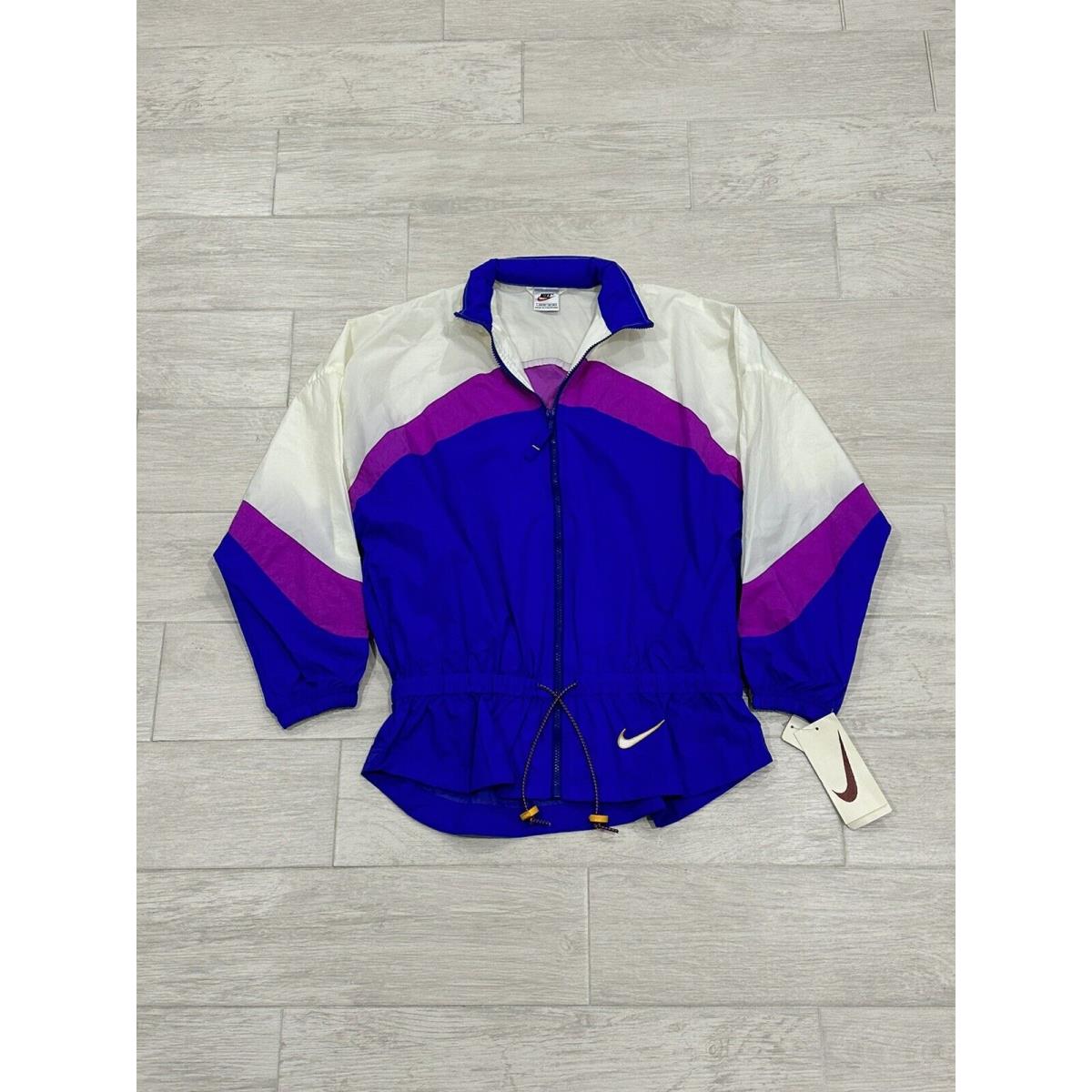 Vintage 90s Nike Purple Colorblock Swoosh Windbreaker Women`s Size M Deadstock