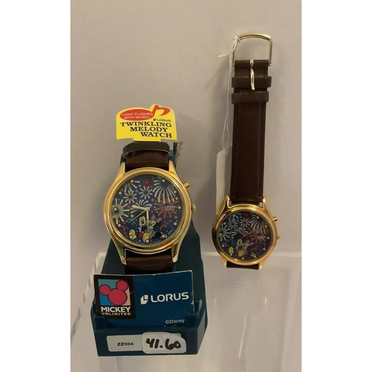 Lorus Mickey Minnie Glow IN The Dark Musical Fireworks Watch Sample Watch Set Rare