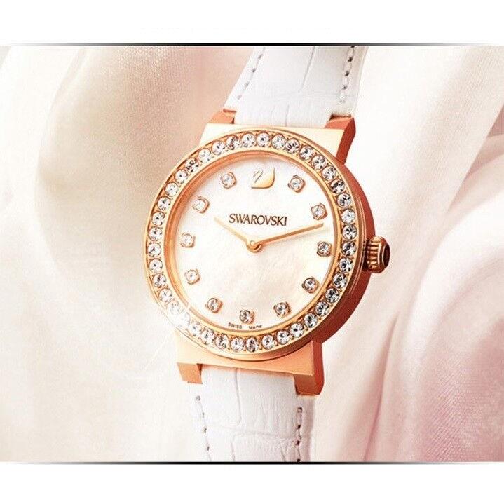 Swarovski Women`s Citra White Leather Swiss Quartz Watch