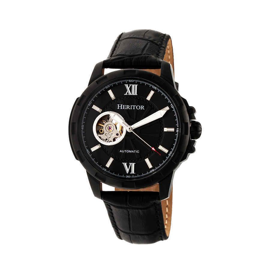 Heritor Bonavento Automatic Open Heart Black Dial Men`s Watch HR5606