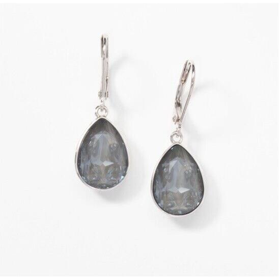 Swarovski Touchstone Crystal Earrings Grey Drop Rhodium Condition