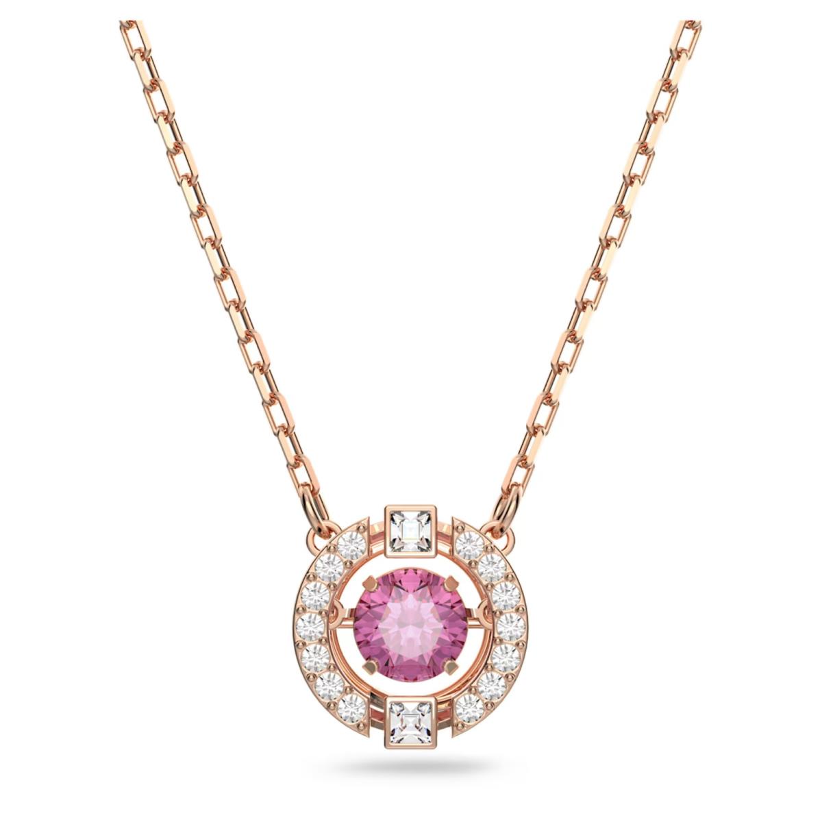 Swarovski Pendant Necklace Sparkling Dance Red Rose Gold Plated 5279421