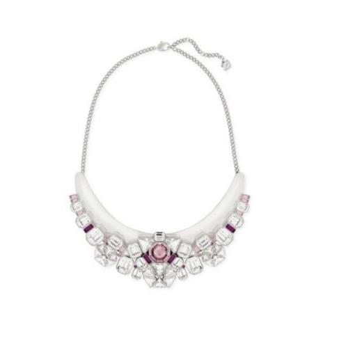 Swarovski Silver-tone Clear and Purple Diana Necklace 5141353 RV$299 no Box