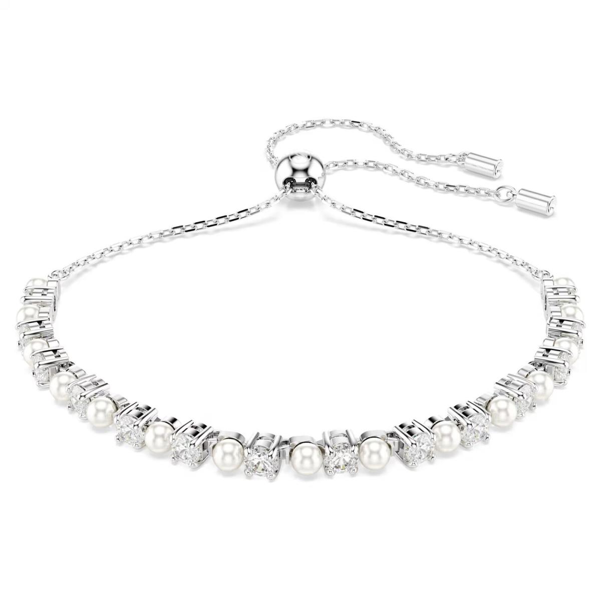 Swarovski Matrix Bracelet Crystal Pearl Round Cut White Rhodium Plated 5689633