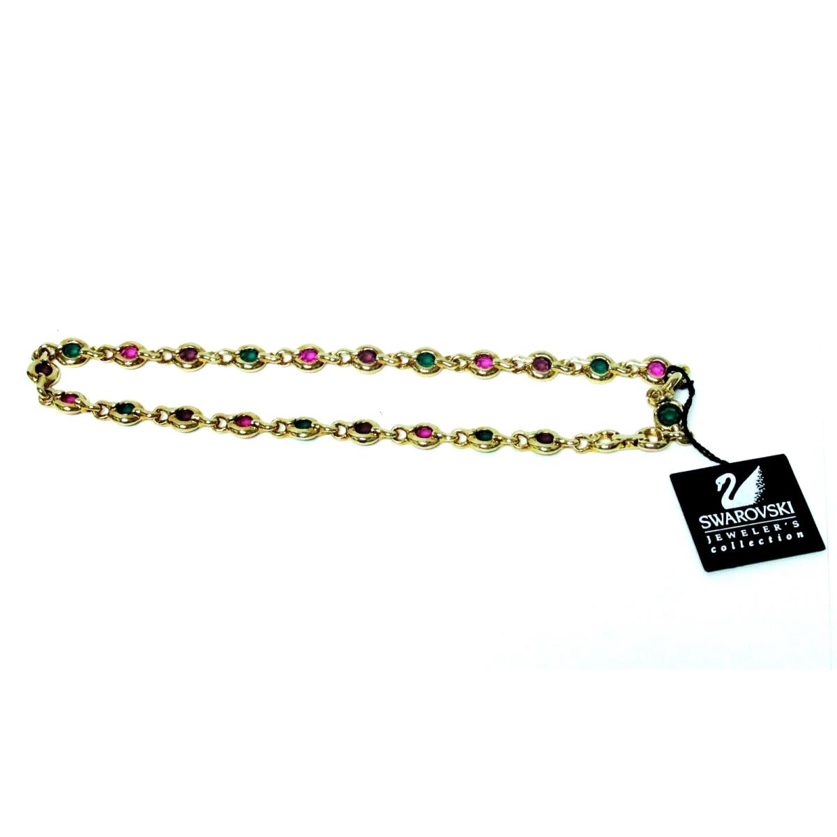 Swarovski Jeweler`s Collection Necklace Gold Green Pink Purple Crystals