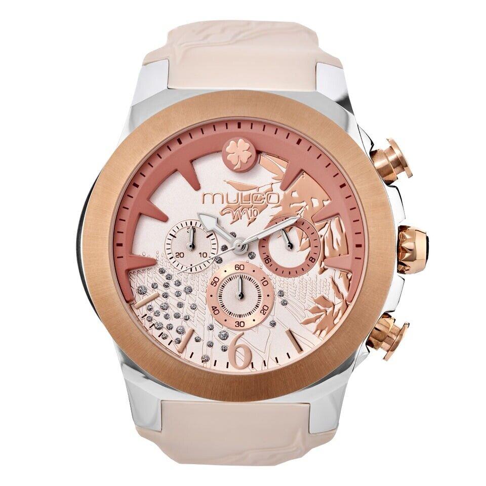 Mulco Swiss Women`s Chronograph Watch Beige Silicone Strap MW5-3810-113