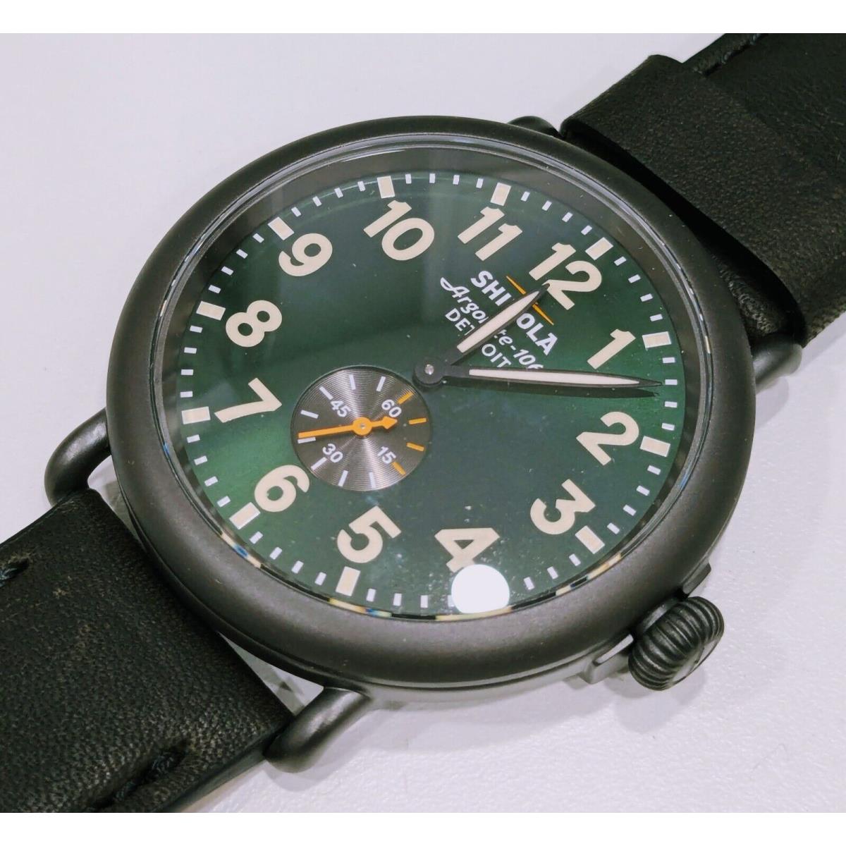 Shinola Runwell 47mm Mens Watch Green Sunray Dial