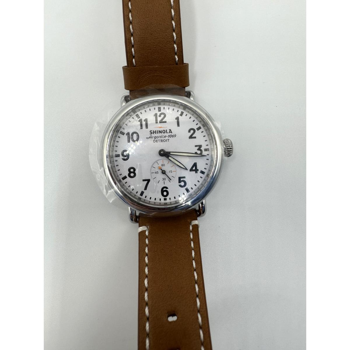 Shinola Runwell 41mm White Dial Brown Leather Watch S0110000109