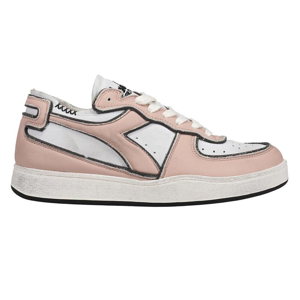 Diadora Mi Basket Row Cut Frame Lace Up Mi Basket Row Cut Frame Lace Up Mens Pink White Sneakers Casual S