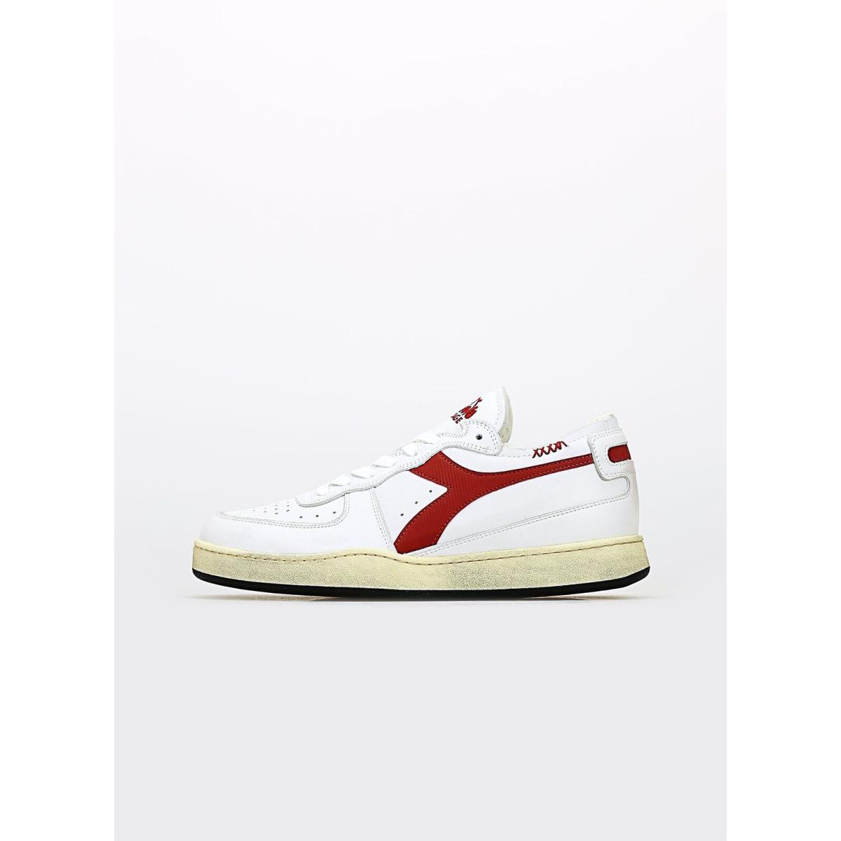 Mens Diadora Mi Basket Row Cut White Garnet 201.176282-C7114