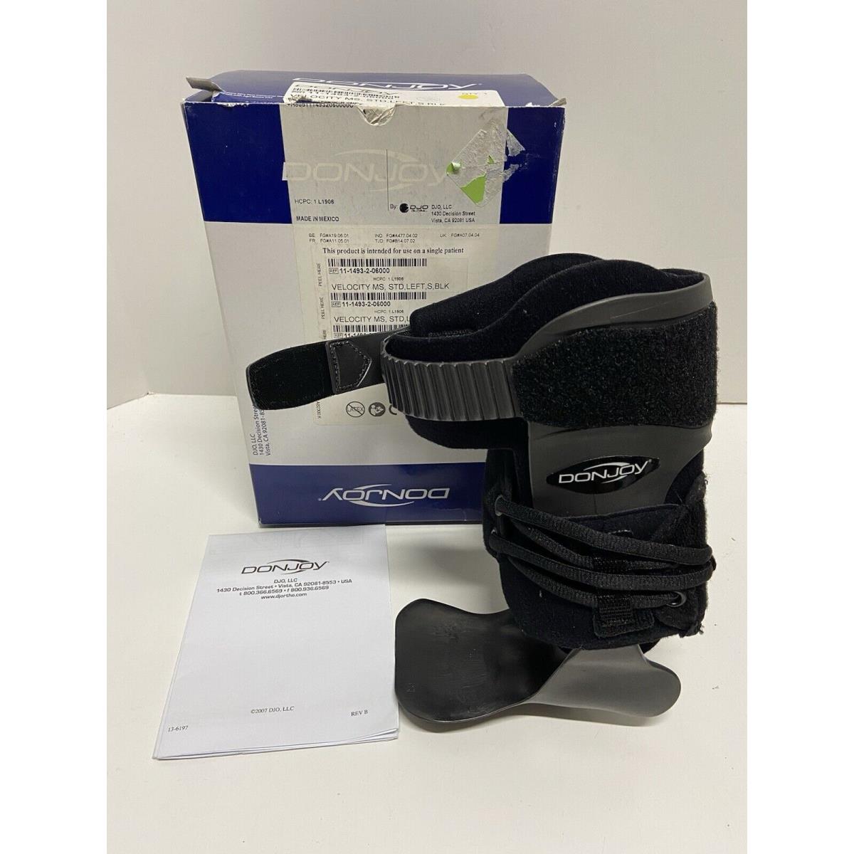 Donjoy Velocity MS Extra Support Ankle Brace Std. Calf Left Small .new