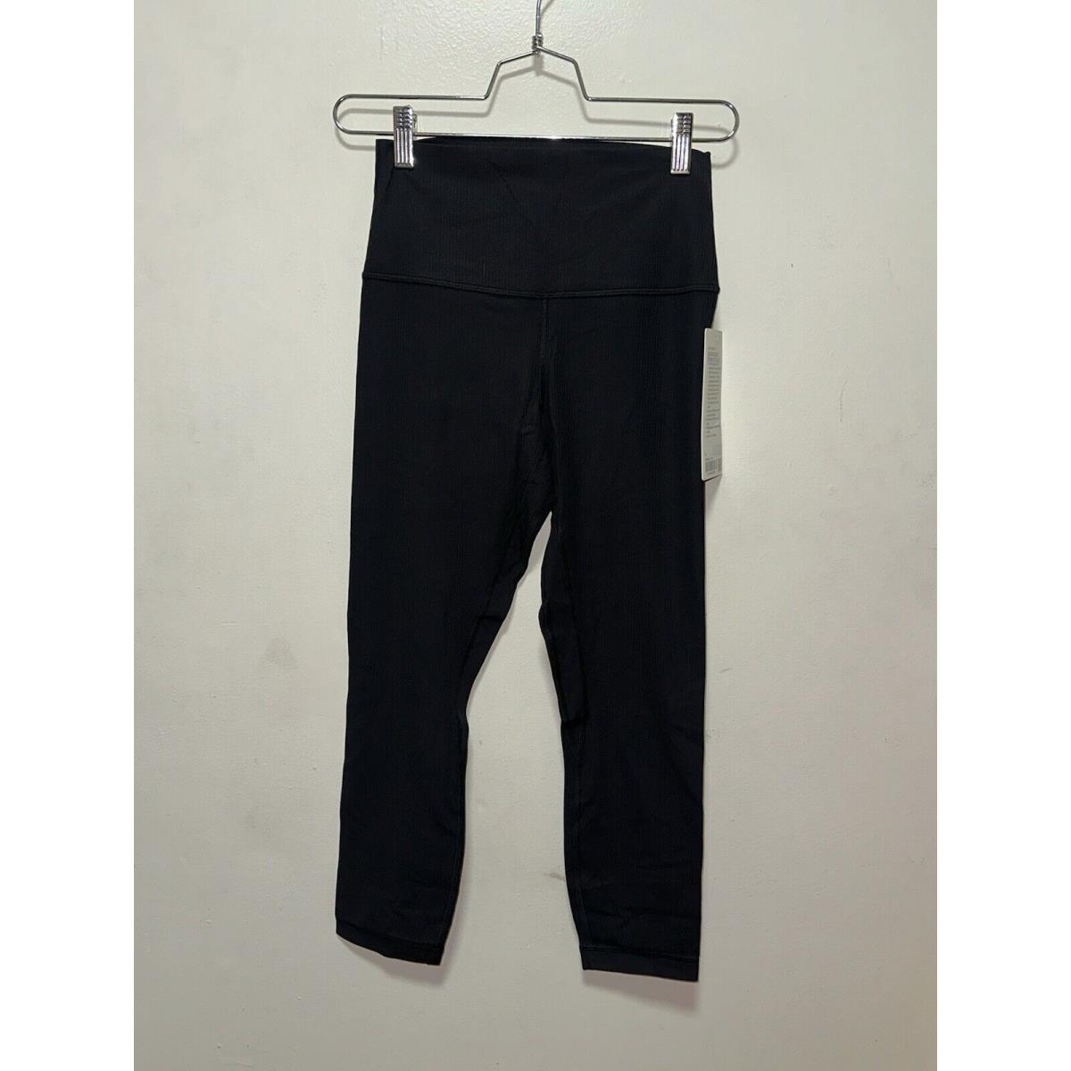 Lululemon Align HR Crop 23 Size 6 Ribbed LW6CIAS Black