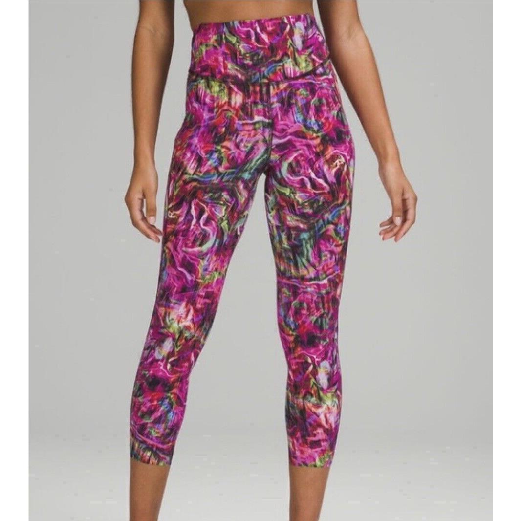 Women s Lululemon Sz 18 Base Pace HR Tight 25 Hyper Flow Pink Multi Hyfl