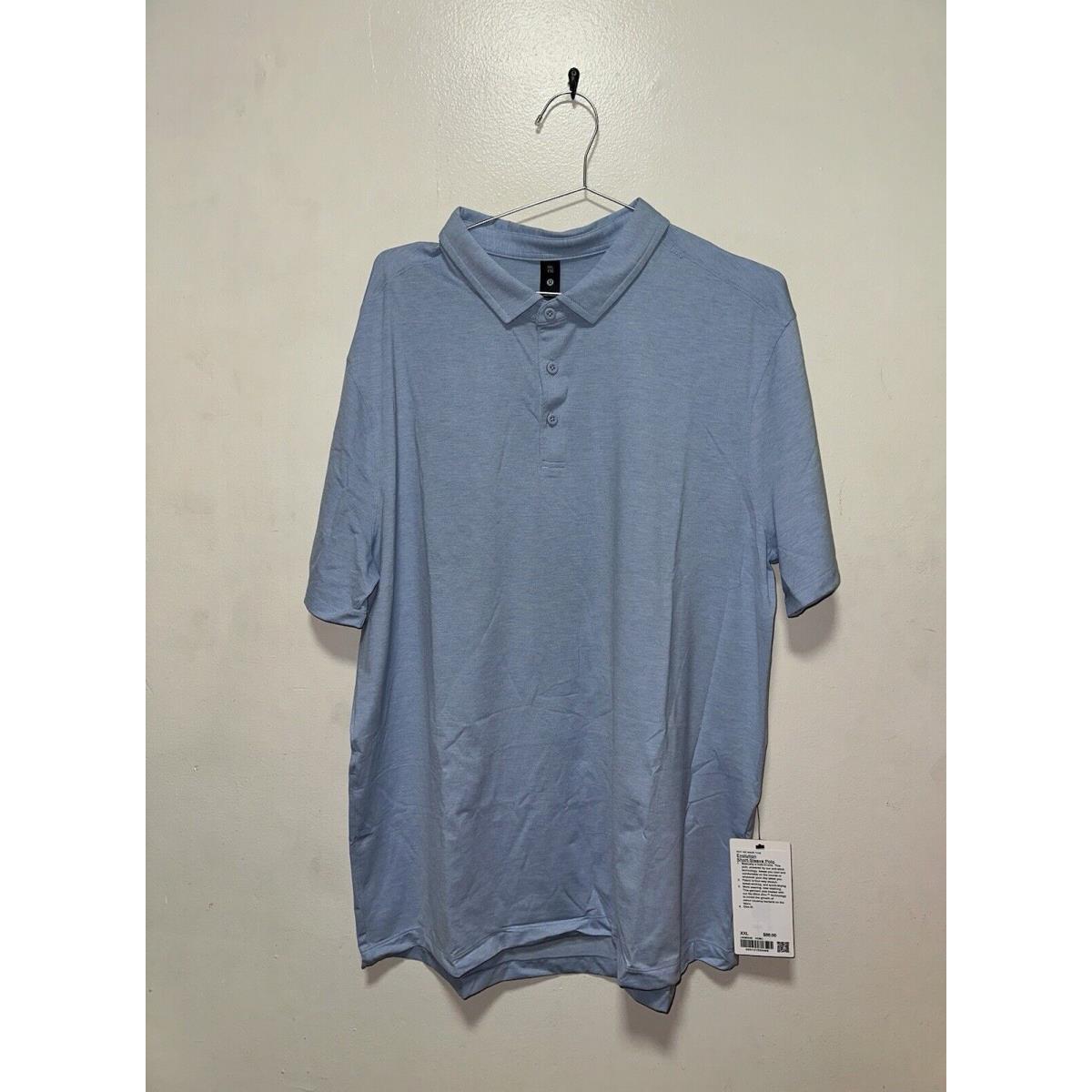 Lululemon Evolution Polo Pique SS Size Xxl Heathered Blue Linen Hobu