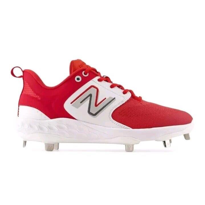 New Balance Men`s Fresh Foam X 3000 V6 Metal Baseball Shoe Red/white Size 13