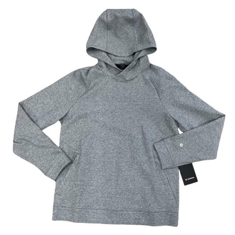 Lululemon Men s Large Textured Double-knit Cotton Hoodie Heathered Gray Hmdg/blk