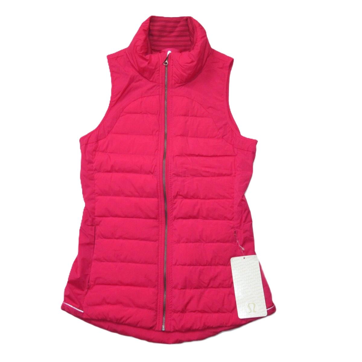 Lululemon Fluffed Up Vest in Boom Juice Pink Down Quilted Zip 6