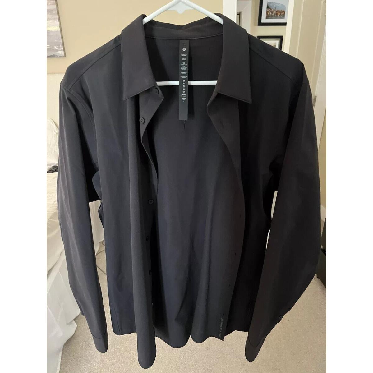 Men`s Lululemon Relaxed Fit Long Sleeve Button Up Shirt Black XL