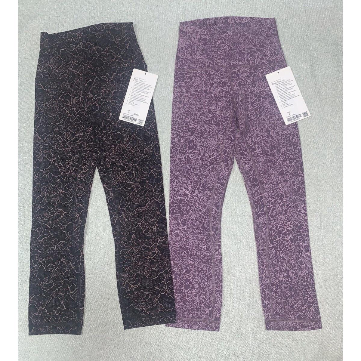 Lot of 2 Lululemon Alight 21 Crops Size 2