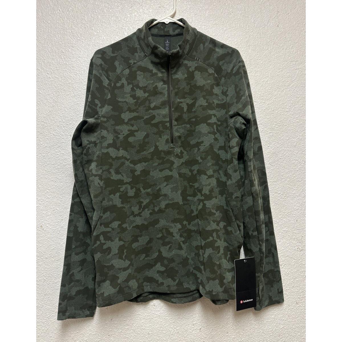 Lululemon Men s Surge Warm 1/2 Zip Jacquard Camo Dark Green Sz L