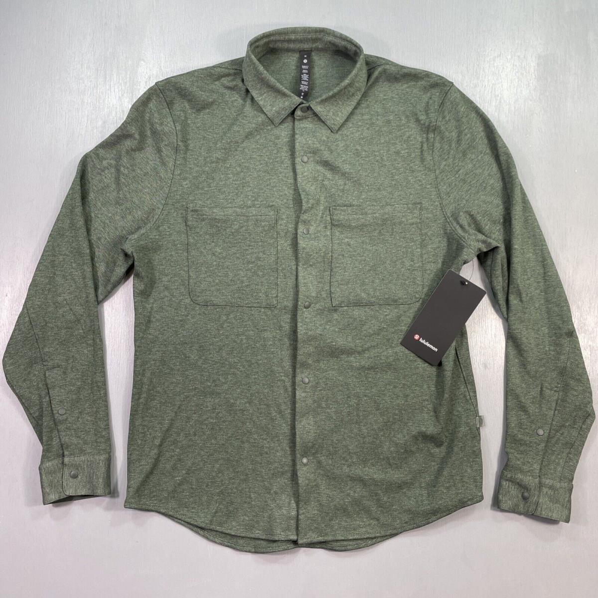 Lululemon Shirt Mens Medium Green Soft Knit Overshirt Long Sleeve Button Up