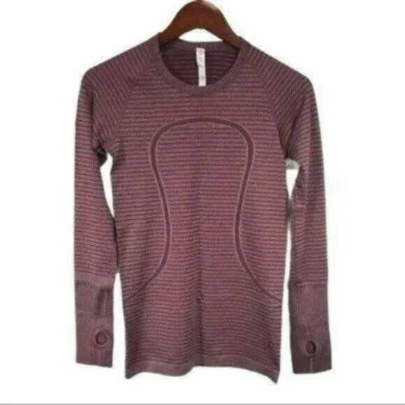 Lululemon Swiftly Tech Long Sleeve Crew Heathered Bordeaux Purple Hbed Size 6