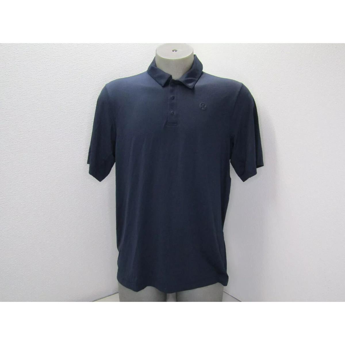 Lululemon Mens Lululemo Logo Sport Polo Short Sleeve Shirt L True Navy Trnv Blue