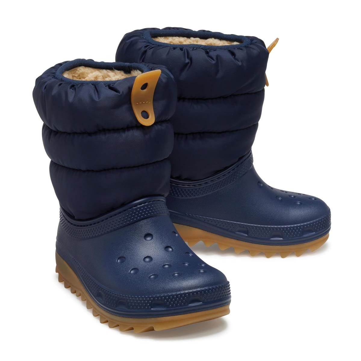 Children Unisex Boots Crocs Kids Classic Neo Puff Boot Toddler Navy/Gum