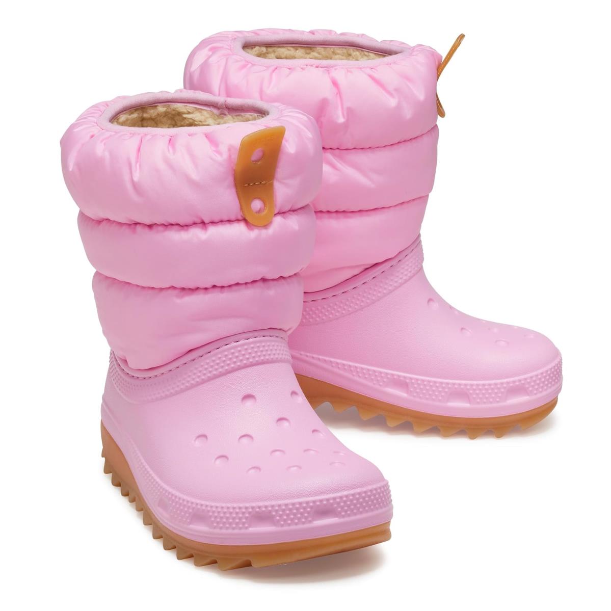 Children Unisex Boots Crocs Kids Classic Neo Puff Boot Toddler Pink Tweed/Gum