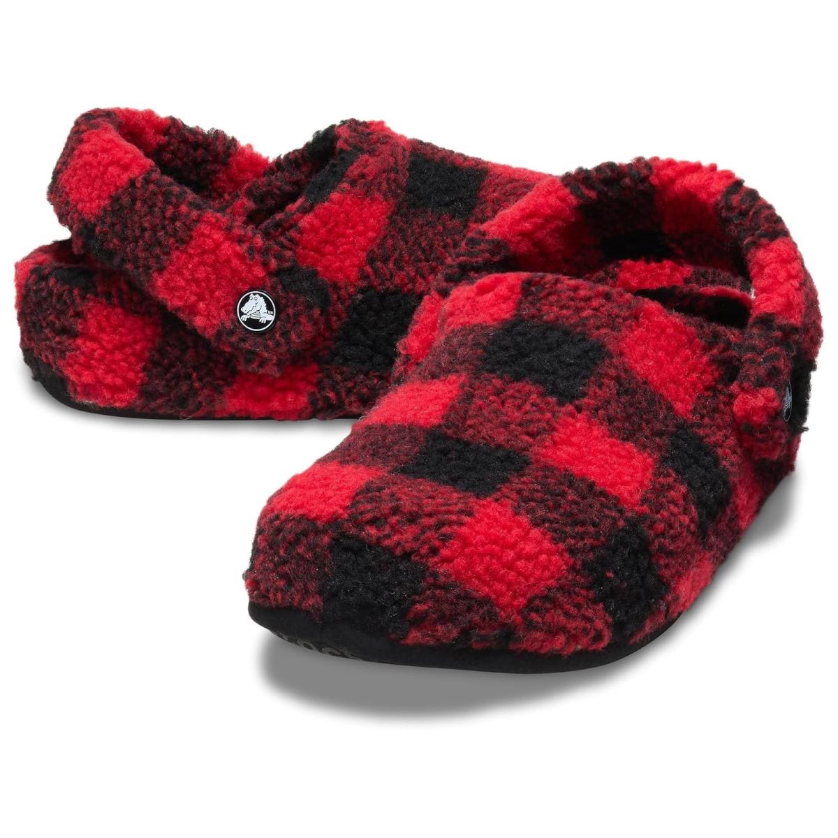 Unisex Sandals Crocs Classic Cozzzy Slipper - Buffalo Plaid/Varsity Red/Black