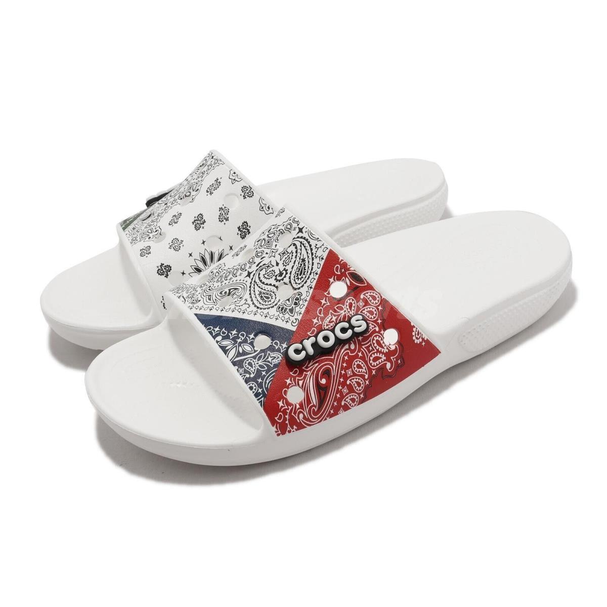 Crocs Classic Bandana Slide Paisley White Unisex Size M9/W11 Flip Flops